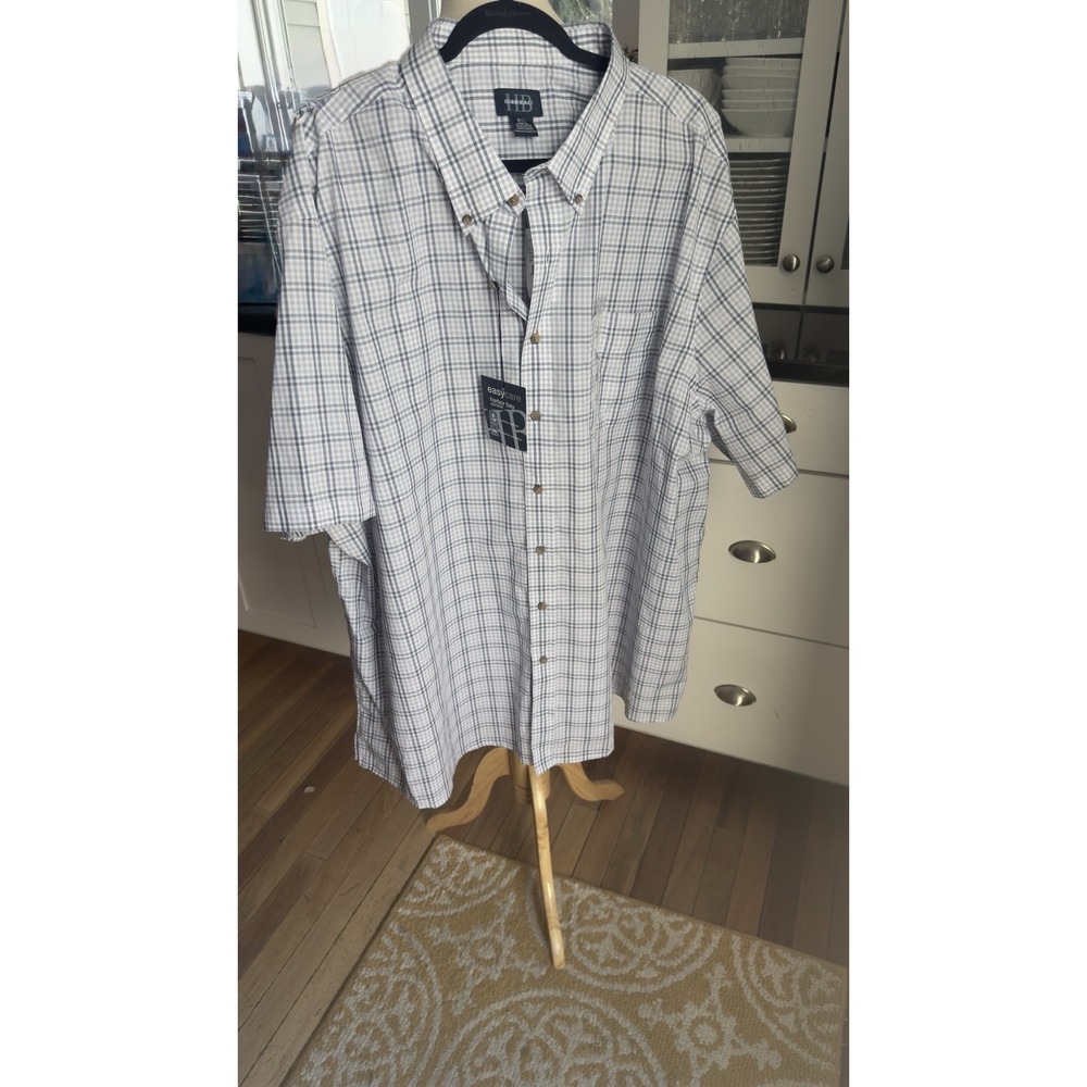 Harbor Bay Shirt‎ Mens 3XL Gray Plaid Check Button Down Long Sleeve Pocket NWT
